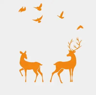 dark yellow deer Скандинавский лес береза Наклейка на стену с оленем Детские огромные наклейки на стену детская виниловая наклейка на стену фреска домашний декор B81 - Цвет: dark yellow deer