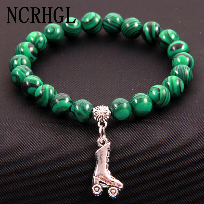NCRHGL Multiple 19 Styles 8mm Beads Bracelet Roller Skate Charm Natural Stone Bracelets Bangles Beaded Jewelry For Women Men | Украшения и
