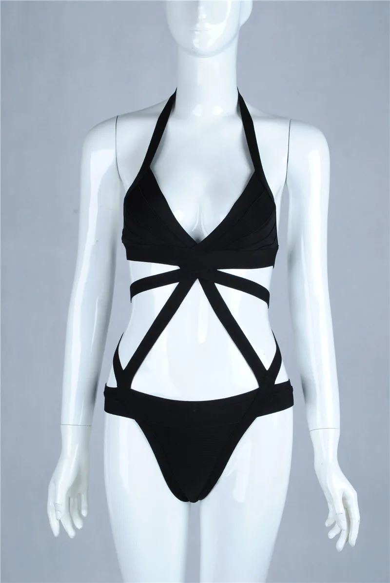 Top Quality 3 Color Summer Women Bodysuits Rayon Knitted Halter Sexy Bandage Beach Bikinis | Женская одежда