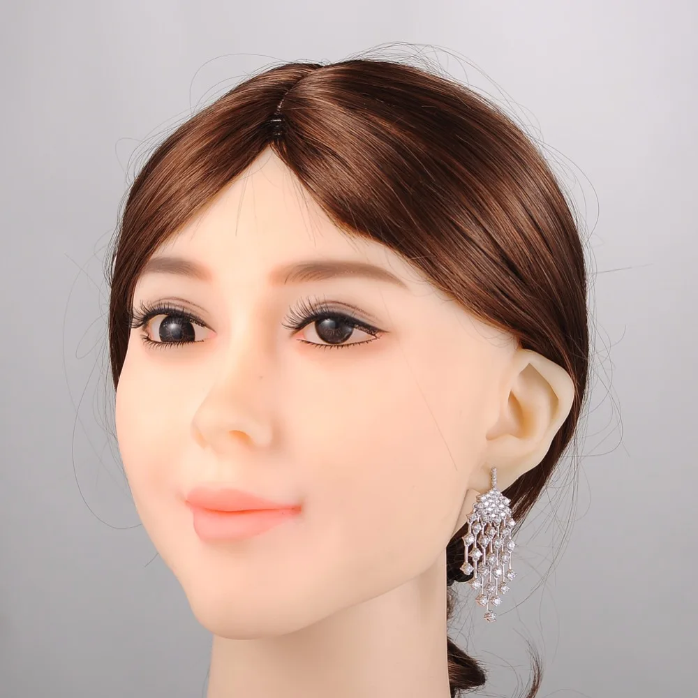 KIVN модные украшения длинные синие кубические циркониевые серьги люстры для