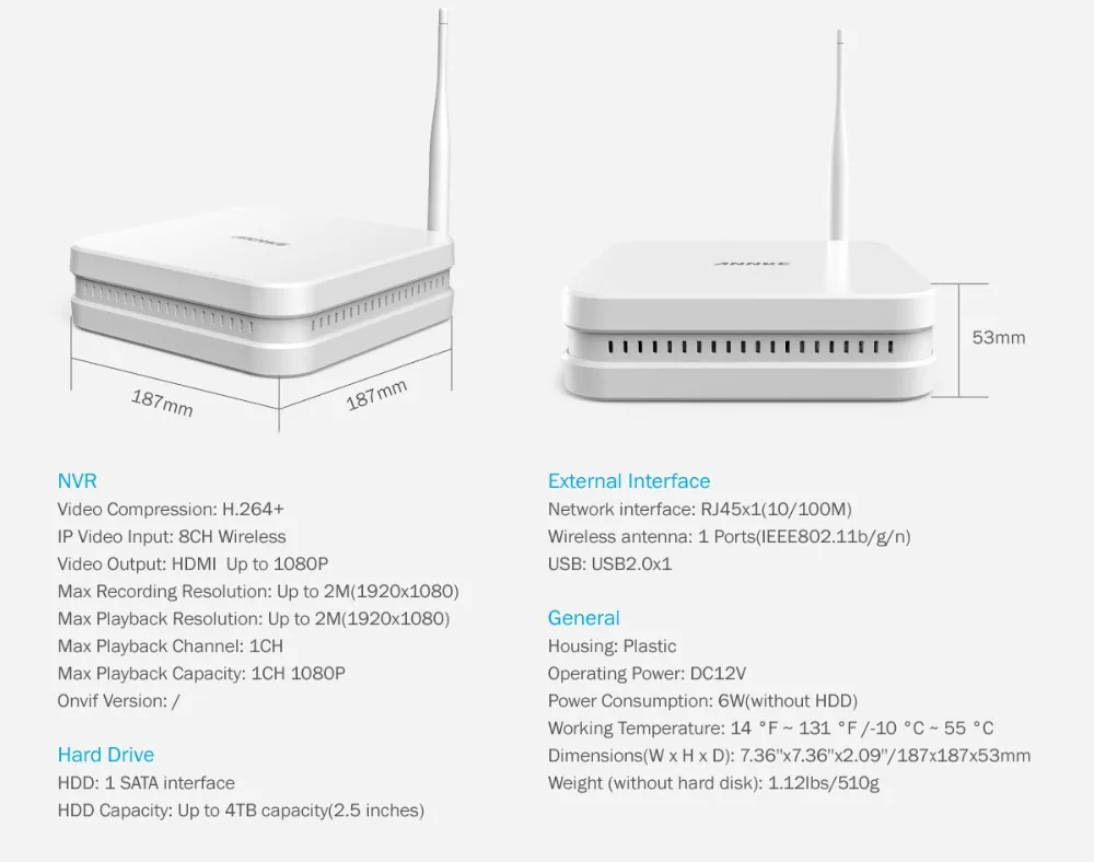 ANNKE 8CH 1080P FHD Беспроводная NVR видео система безопасности с 4 шт 2 МП пуля наружная Всепогодная IP wifi камера комплект домашнего видеонаблюдения