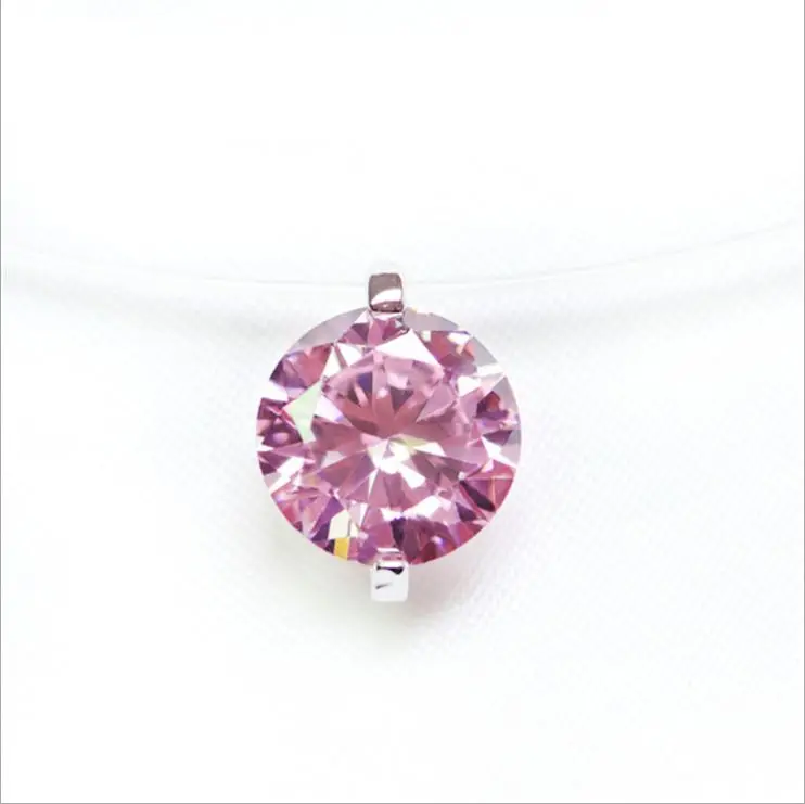 6MM Pink Подарок 8 цветов 6 мм розовый серебряный красный циркон Чокеры ожерелье s прозрачная леска простое ожерелье с подвеской ювелирные изделия для женщин - Окраска металла: 6MM Pink