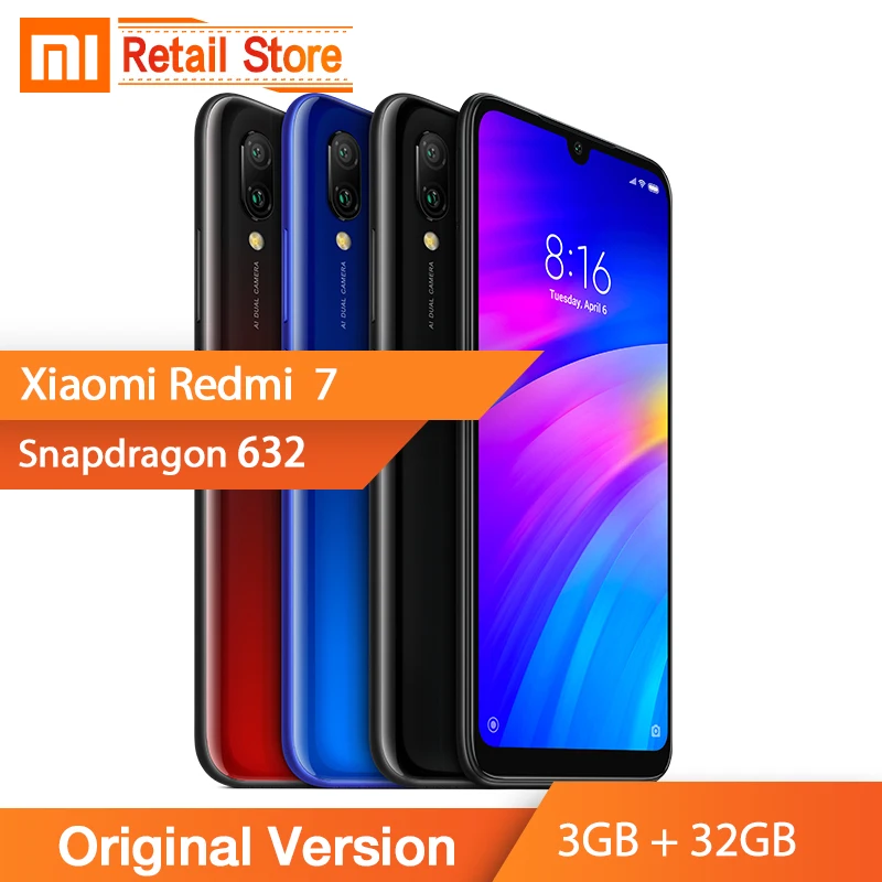 Китайская версия Xiaomi Redmi 7 Redmi7 3 ГБ + 32 мобильный телефон Snapdragon 632 12 2 мегапикселей
