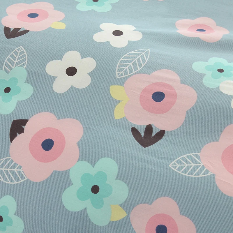 Хлопковый простынь с синими цветами матрас один двойной набор постельного белья