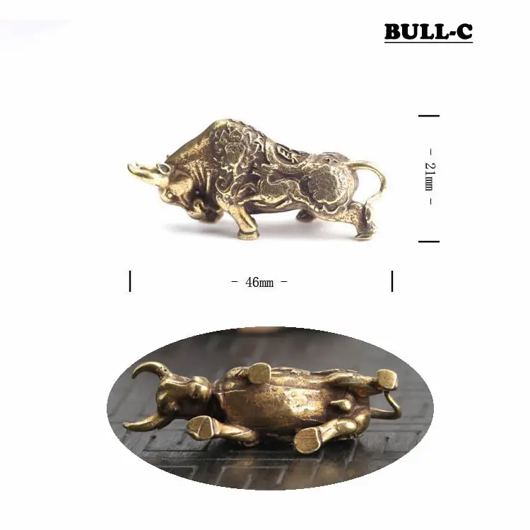 Bull-C Мини портативное винтажное Латунное настенное уличное кольцо для ключей с брелоком "голова быка" орнамент статуя для дома и офиса украшение стола Украшение ручной игрушки подарок - Цвет: Bull-C