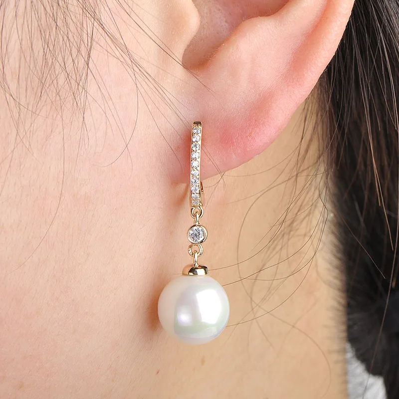 Благородный дизайн эксклюзивный глянцевая имитация жемчужные серьги принцесса