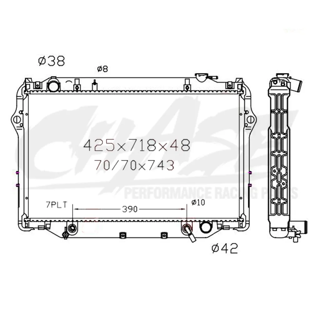 Алюминиевый радиатор для TOYOTA LANDCRUISER 4.5L 4500 LC80 FZJ80 на 48 мм 1992-1998 OEM: 16400-66050 16400-66081 dpi 1917
