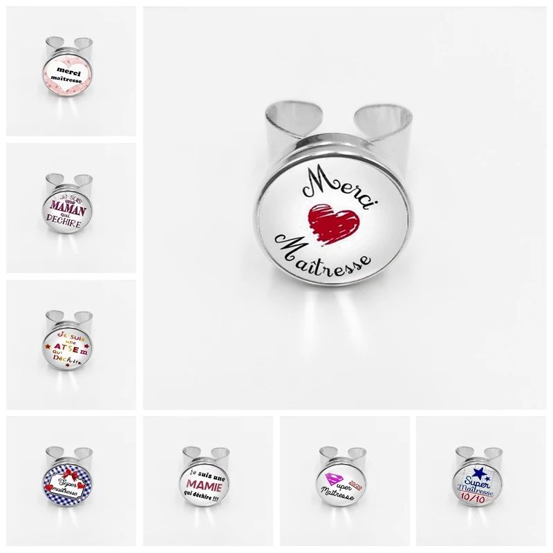 2019/Лидер продаж подарок учителю модное Открытое кольцо с серебряным стеклом