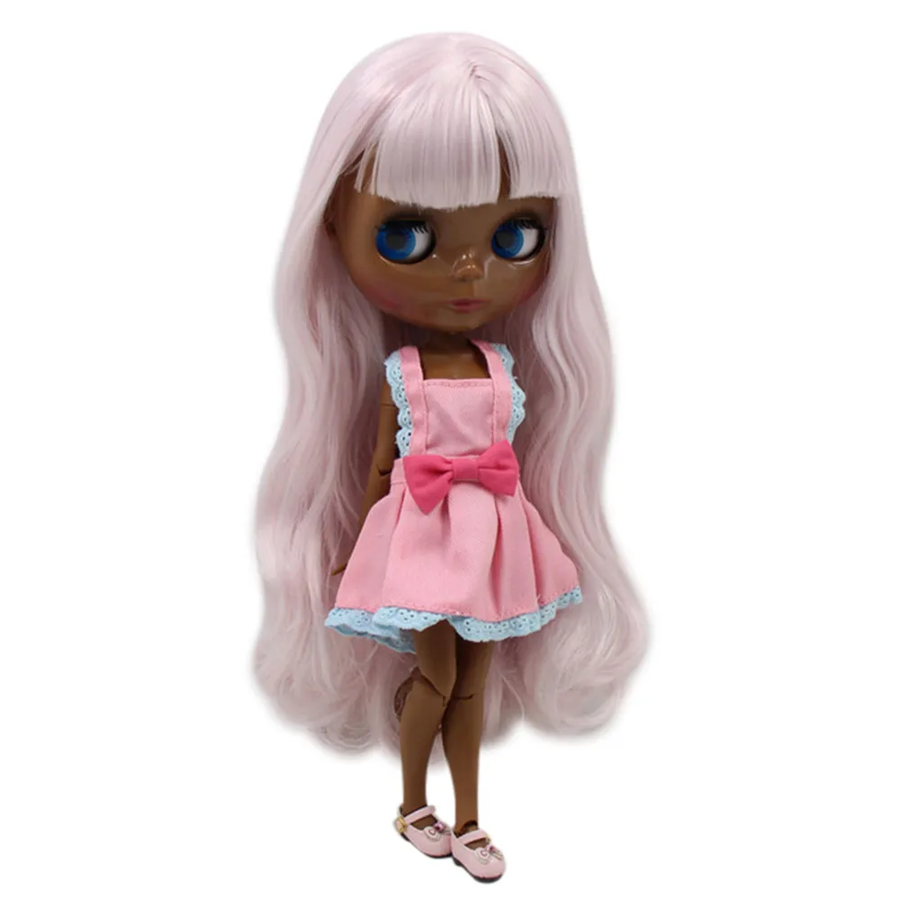 Ледяной DBS Blyth кукольные 1/6 bjd супер черный тон кожи милые розовые мягкие длинные