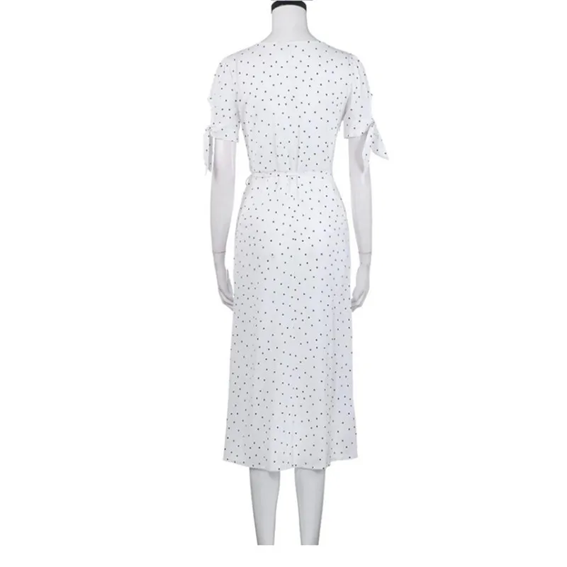 Женское пляжное платье Boho белое с коротким рукавом и треугольным вырезом|Женские