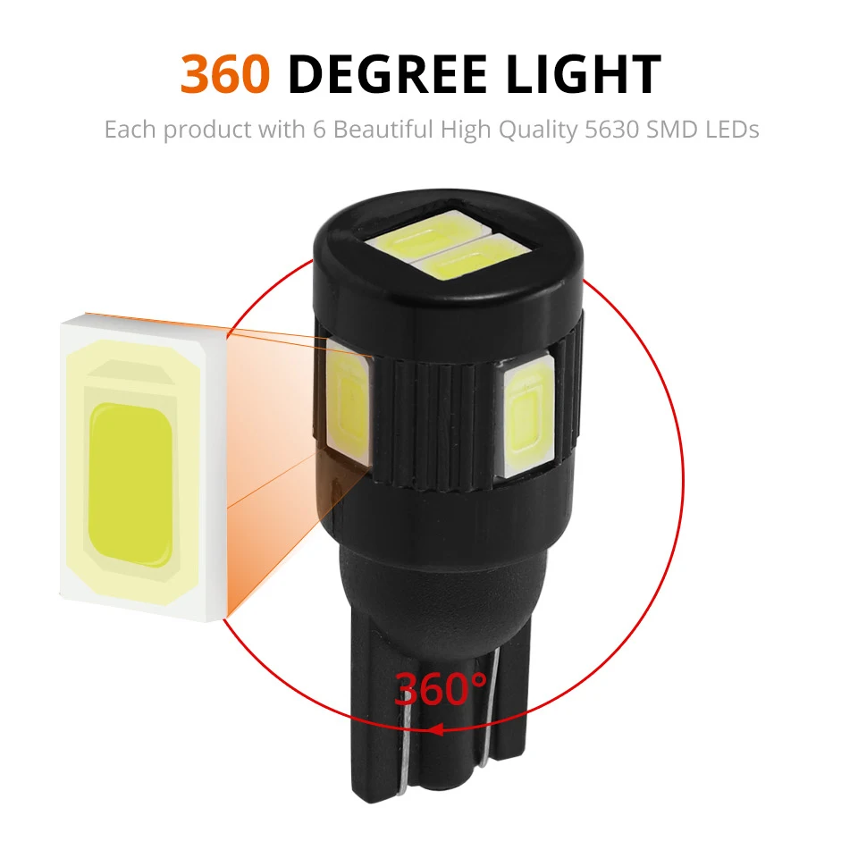 Oslamp T10 W5W Автомобильный светодиодный светильник лампы SMD 5630 белый цвет DC12v зазор