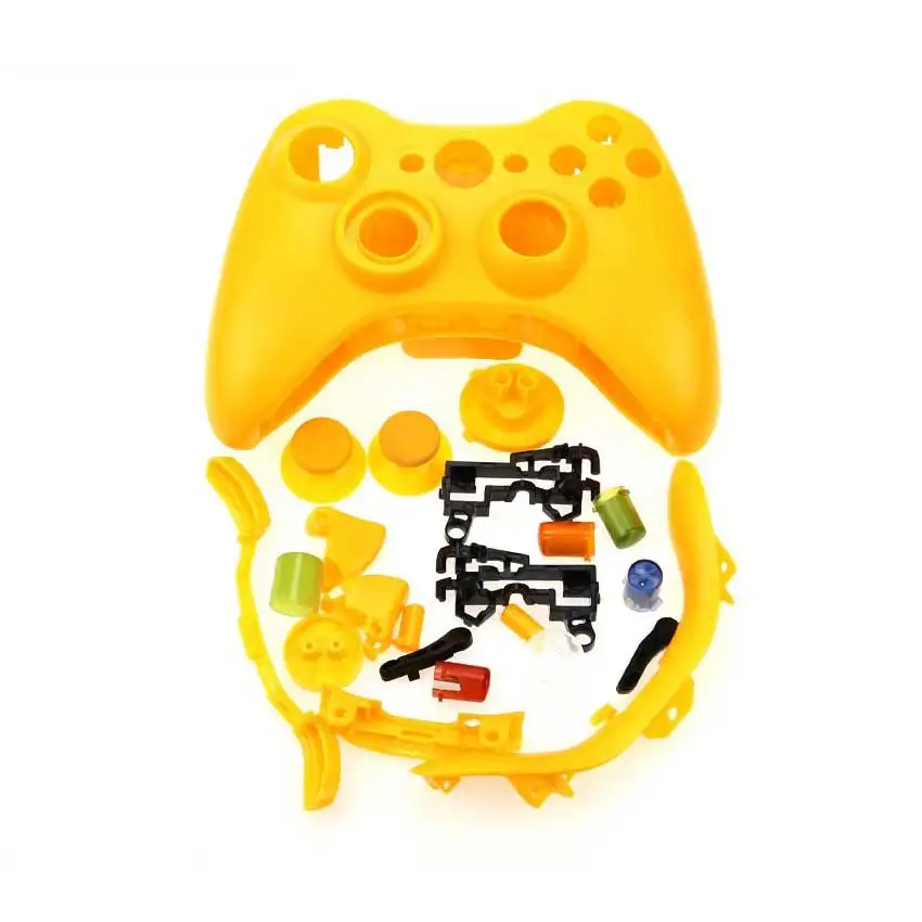 Yellow ChengHaoRan для XBox 360 беспроводной игровой контроллер Жесткий Чехол черный/прозрачный в виде ракушки крышка полный набор с пуговицы аналоговый - Цвет: Yellow