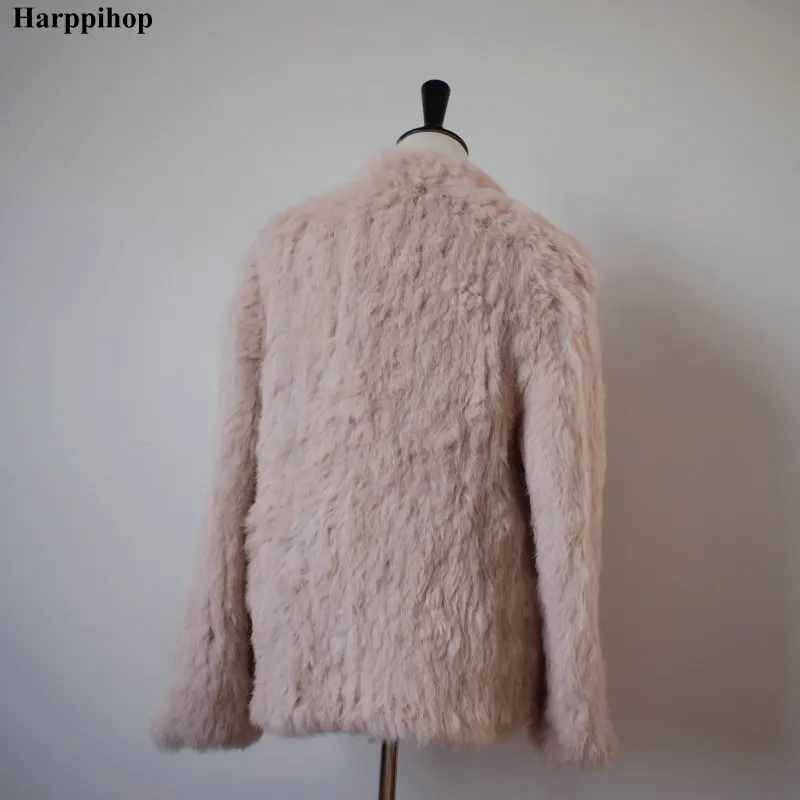 Harppihop пальто из натурального кроличьего меха женская натуральная куртка из натурального кроличьего меха жилет/куртки кроличья вязанная зимняя теплая куртка harppihop