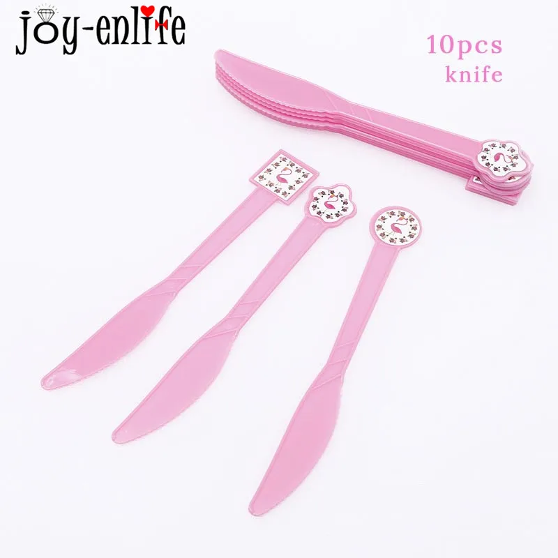 10pcs knife Фламинго вечерние столовые приборы набор одноразовые бумажные салфетки чашка тарелка Дети День рождения Лето Гавайские вечерние Декор латексные воздушные шары - Цвет: 10pcs knife