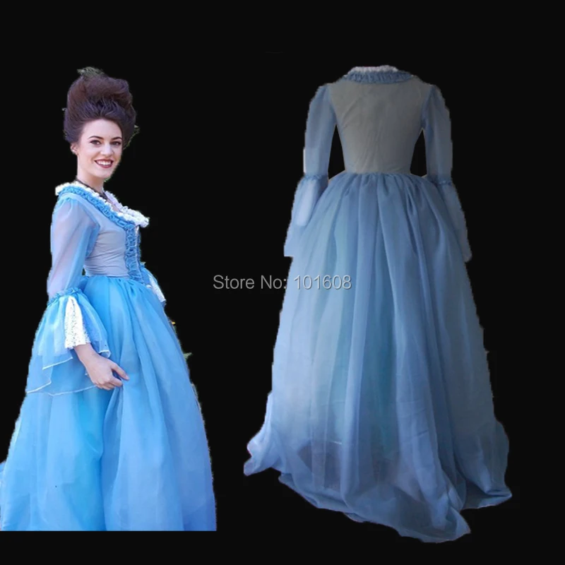 

Tailored!Royal Eras Blue Court Queen Duchess Civil war Theatre 18th Court Belle Marie Antoinette DRESS Victorian dresses HL-339