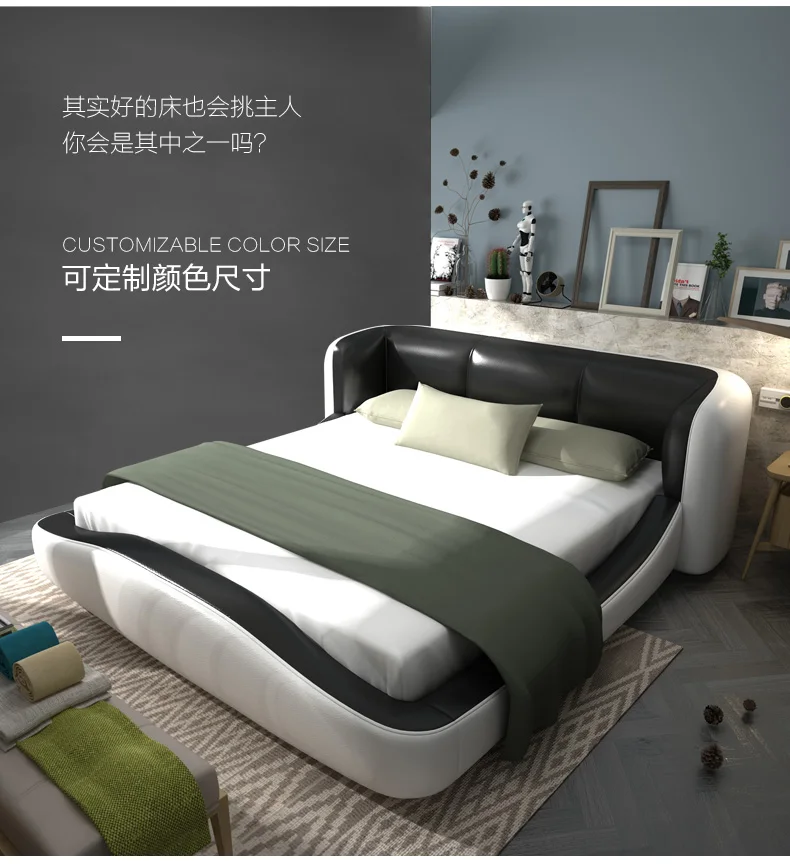 Кровать из натуральной бычьей кожи мягкие кровати спальня горит muebles de dormitorio yatak