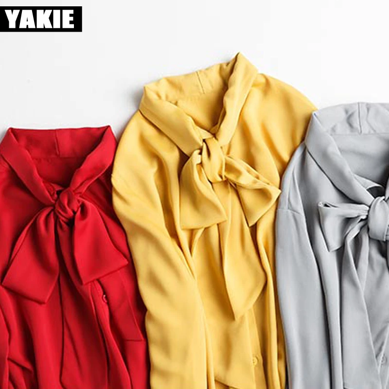 2017 Летние шифоновые блузки женская шифоновая блузка с длинным рукавом Офисная