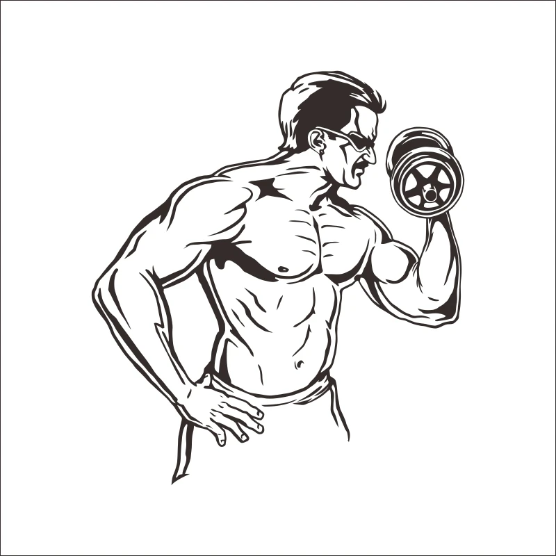 Стикер настенный для спортзала спортивные мужские и женские гантели Фитнес