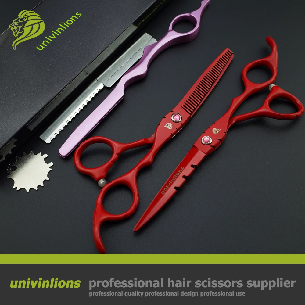 Парикмахерские ножницы профессиональные красные японские для стрижки волос 6