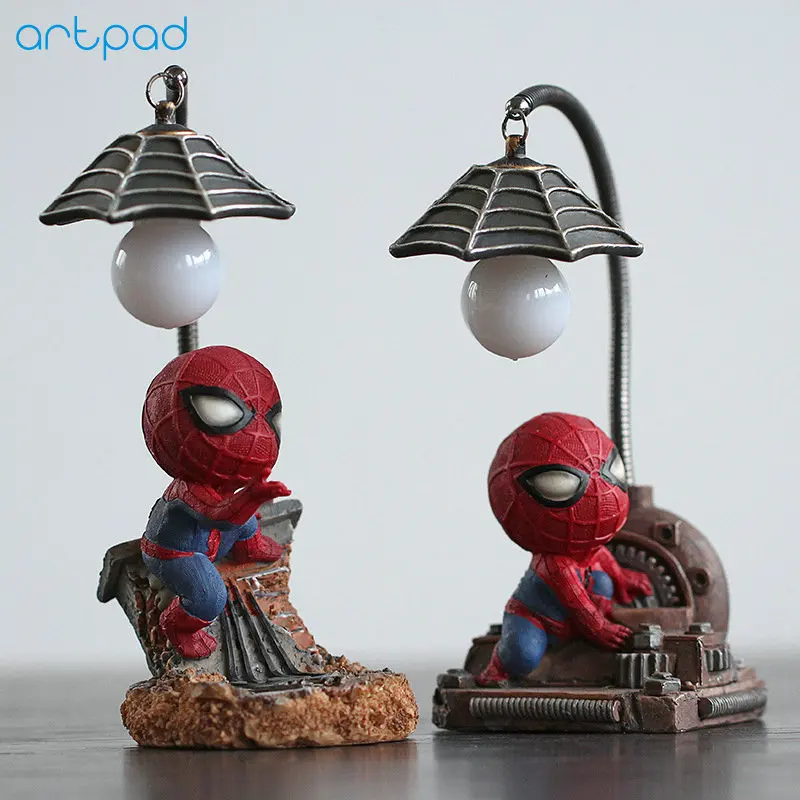 Мультфильм Marvel Человек паук светодиодный ночник теплый свет смолы декор для