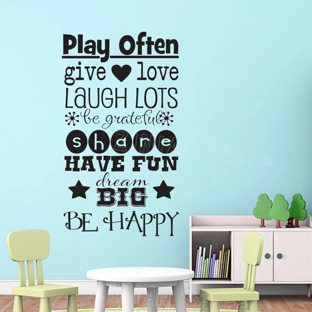 Наклейки на стену правила игровой комнаты Be Happy Dream большие виниловые