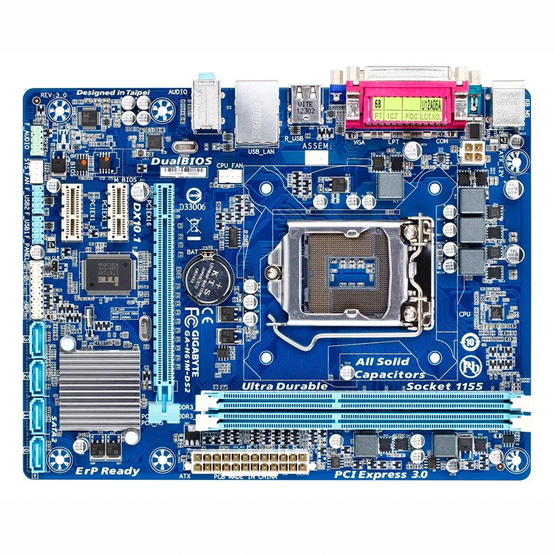 Материнская плата Gigabyte материнская с процессором Intel H61 LGA 1155 DDR3 DIMM 16 Гб поддержка