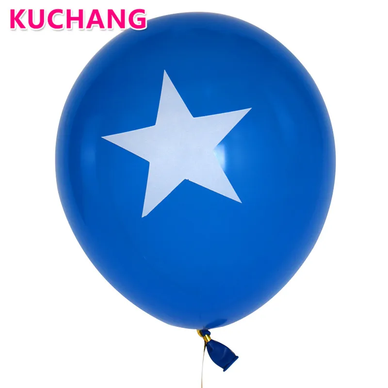 Blue printed star 12 шт 2,3 г 10 дюймов синий красный Капитан Америка щит латексные шары детский день рождения свадьба украшения детский душ принадлежности - Цвет: Blue printed star
