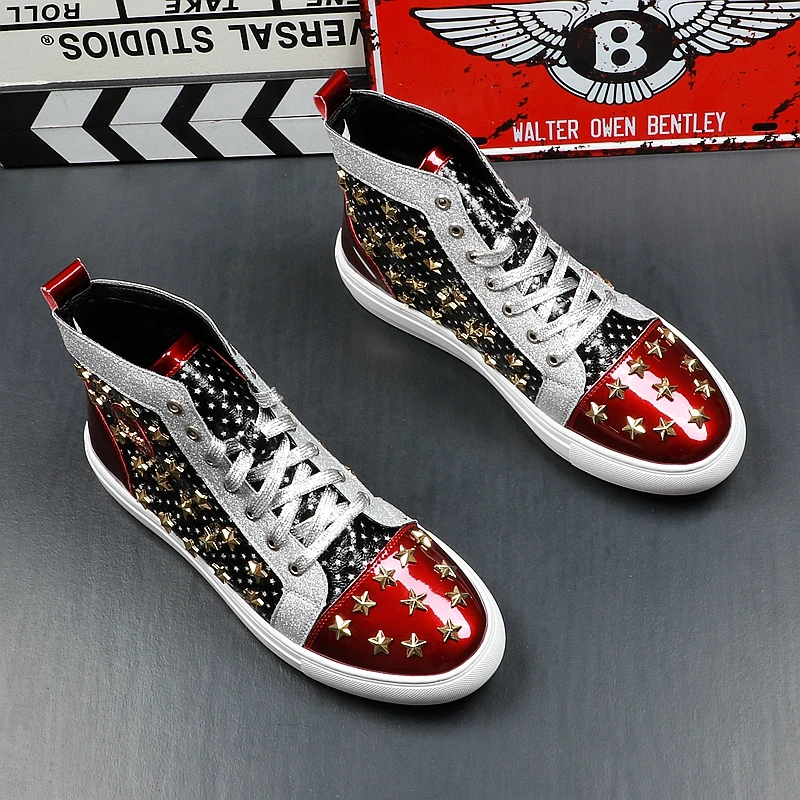 Мужская брендовая Дизайнерская обувь с заклепками и американским флагом