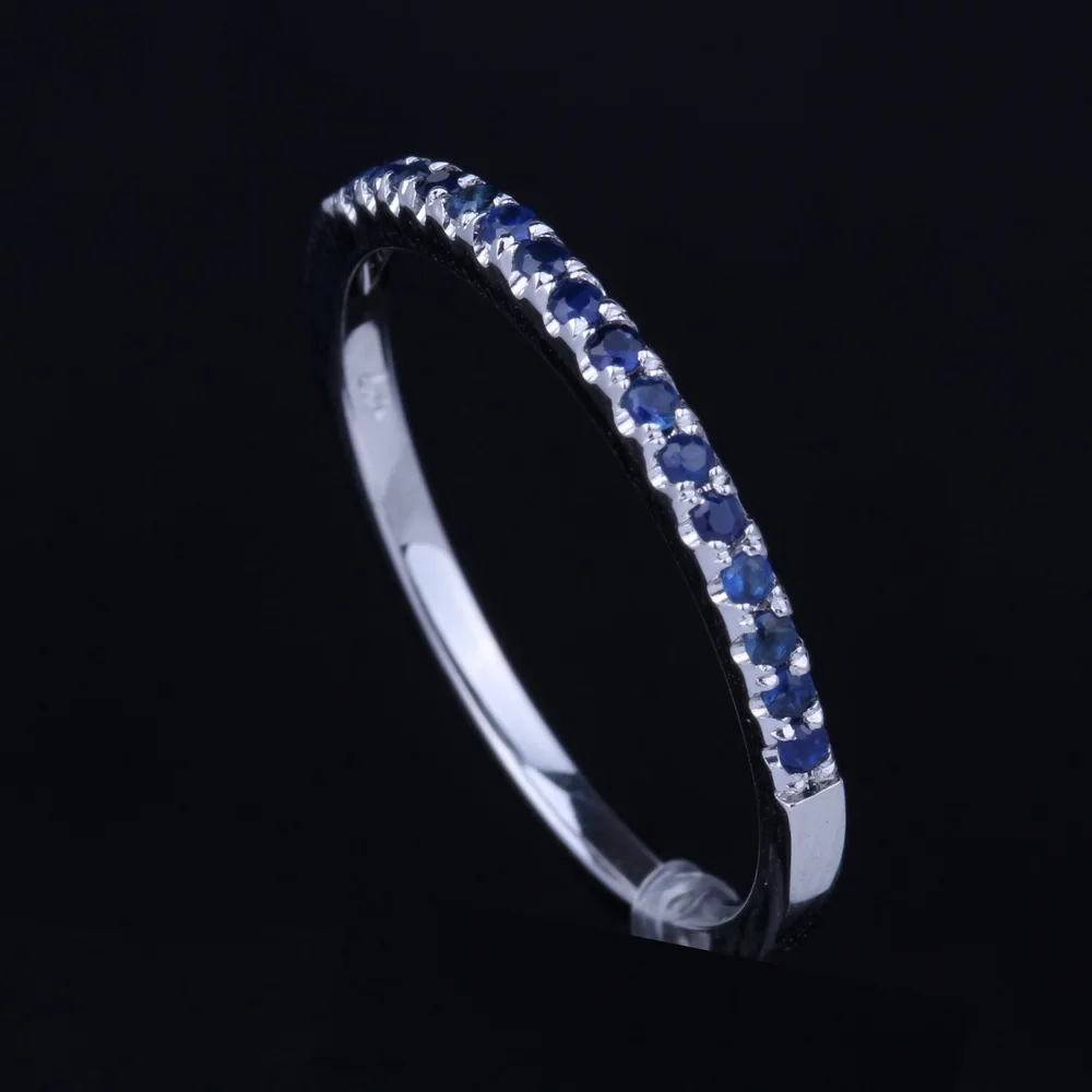 Стерлинговое Серебро 925 0.2CT Сертифицированный круглый натуральный драгоценный камень сапфир обручальное кольцо для свадьбы юбилей женский подарок вечерние ювелирные изделия
