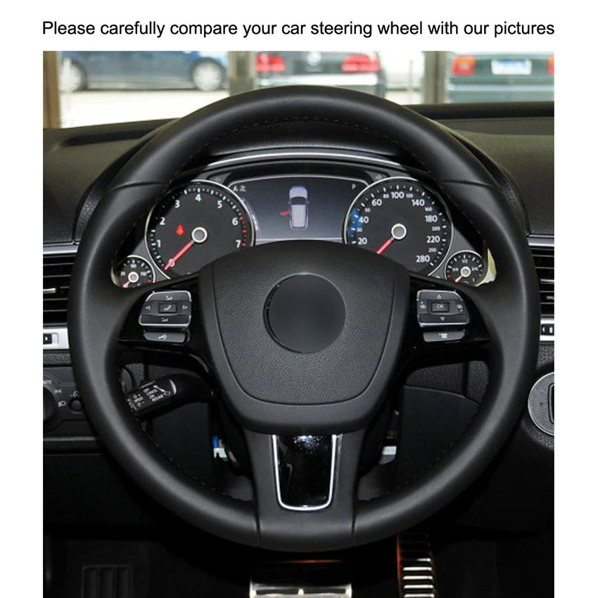 Прошитый вручную чехол из искусственной кожи на руль для Volkswagen VW Touareg 2011 2012 2013 2014