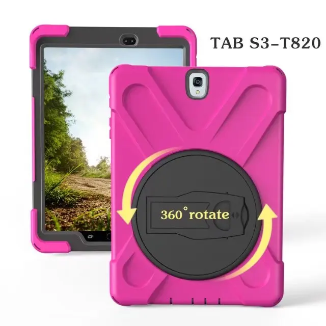 Rose Противоударный детский чехол для Samsung Galaxy Tab S3 9,7 SM-T820 T820 T825 Защитная крышка подставка силиконовая резиновый бронированный чехол - Цвет: Rose