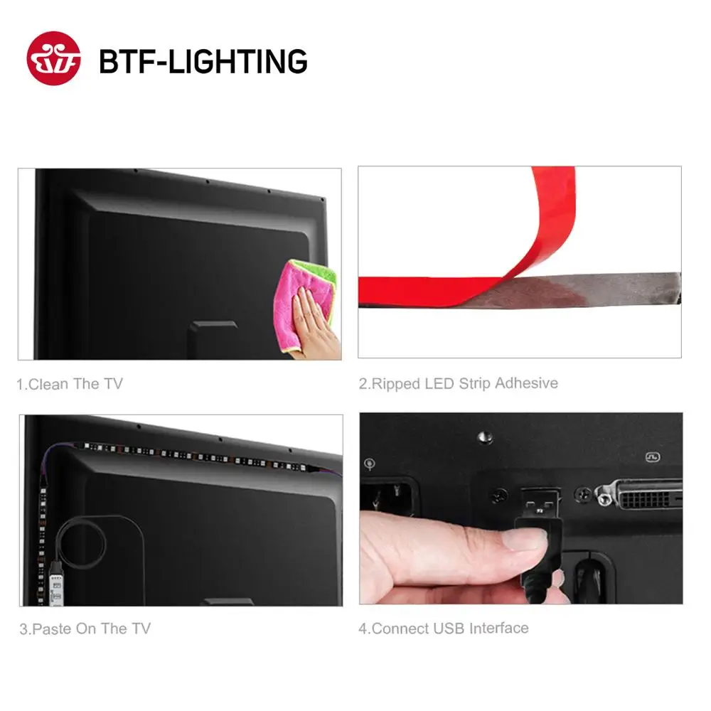 Ambi светильник комплект USB Светодиодная лента подсветка DC5V HDTV монитор ПК экран фоновый светильник WS2812B RGB Мечта Цвет пиксель лента 1 м 2 м 3 м