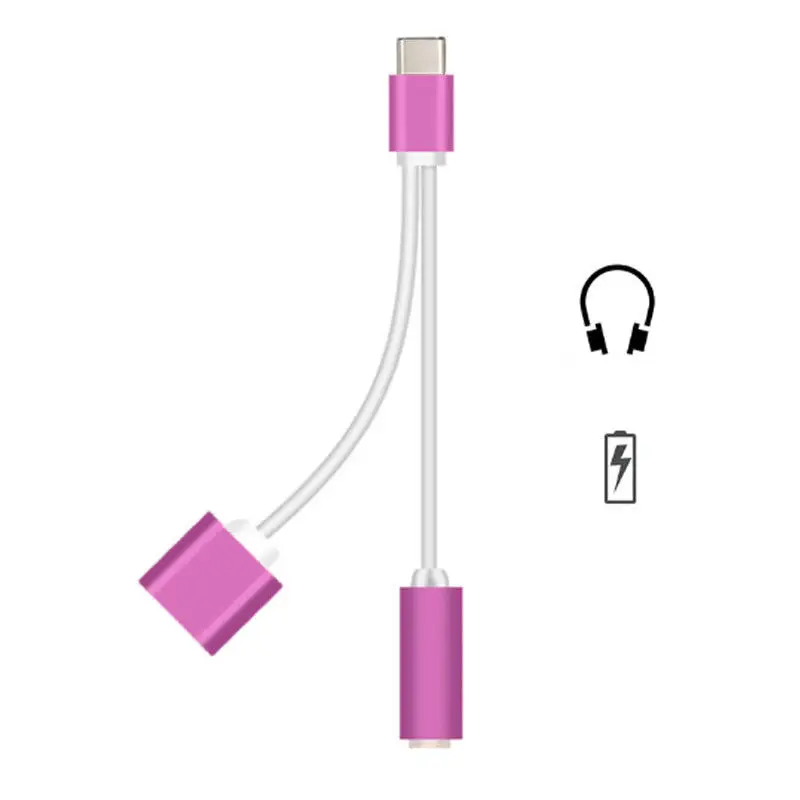 TOnbux Тип C до 3,5 мм Aux аудио кабель зарядный кабель адаптер Разъем для наушников - Цвет: Color 1