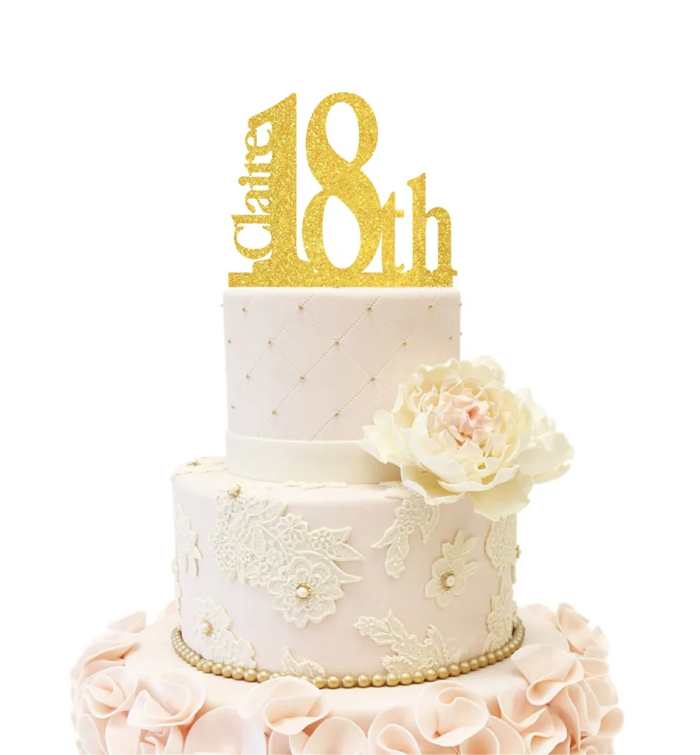 18 й Топпер для торта С Днем Рождения Золотое и серебряное зеркало 16 21