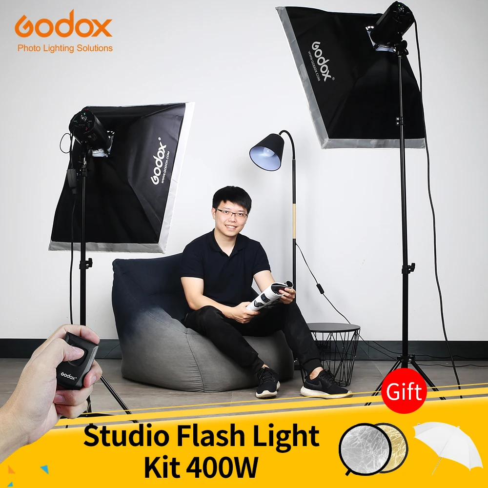 Godox 400Ws строб студия Flash светильник комплект 2 шт 200Ws фотографический светильник ing-Strobes, светильник, триггеры, софтбокс