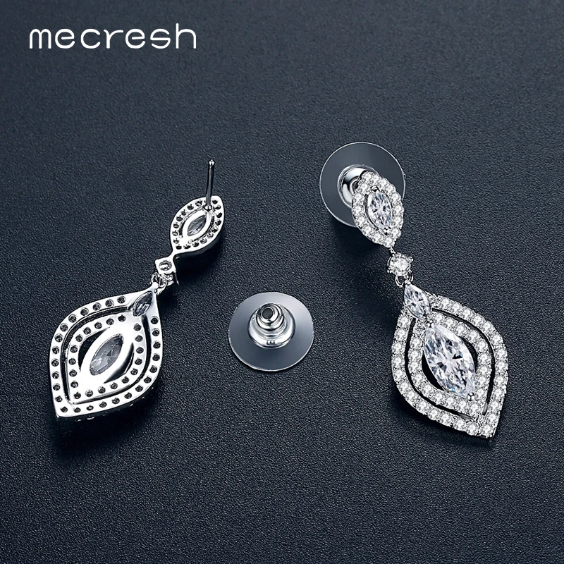 Серебряные Простые цветные свадебные серьги Mecresh для женщин блестящие в форме