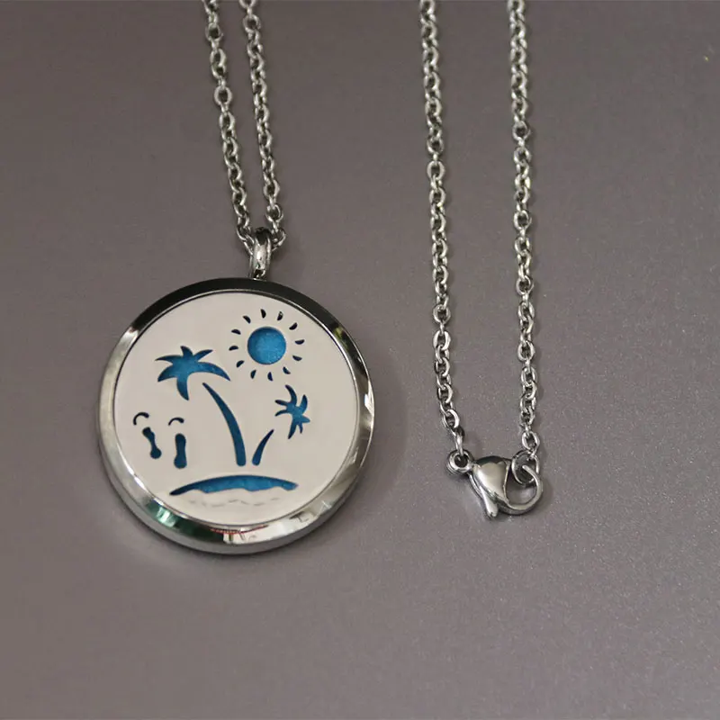 1pc Sunset Beach Print Locket Box Stainless Steel Necklace Personalized Name Custom Jewelry Pendants Necklaces Women Men Gift | Украшения и