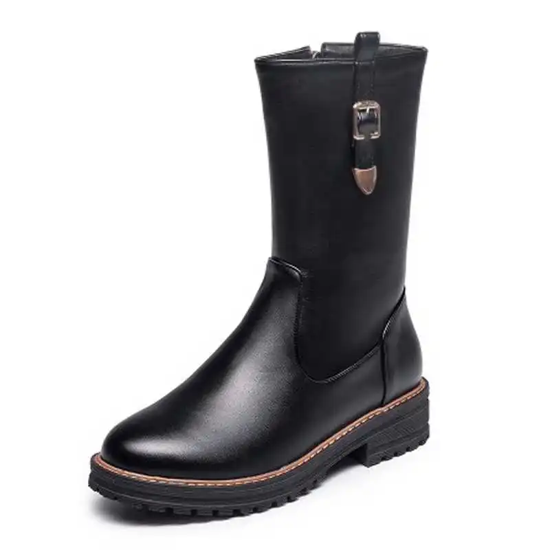 SaraIris 2016 Дешевые Женщины Середины Икры Загрузки Британский Стиль Zip Плоские Туфли