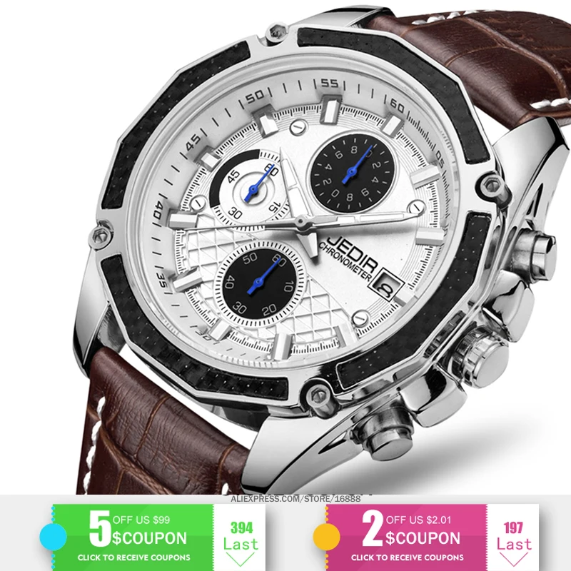 Мужские кварцевые часы JEDIR из натуральной кожи с секундомером 2019|hand man|hand watchhand watch