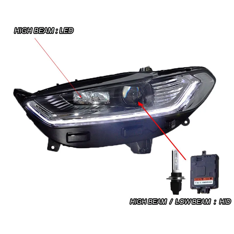 HID Автомобильный Стильный чехол на голову для Ford Mondeo 2013- фары светодиодный фары DRL Объектив Двойной Луч Биксенон HID автомобильные аксессуары - Цвет: HID