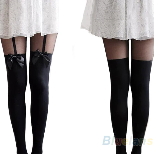 Винтажные сексуальные милые колготки имитация банта прозрачные колготки|sheer