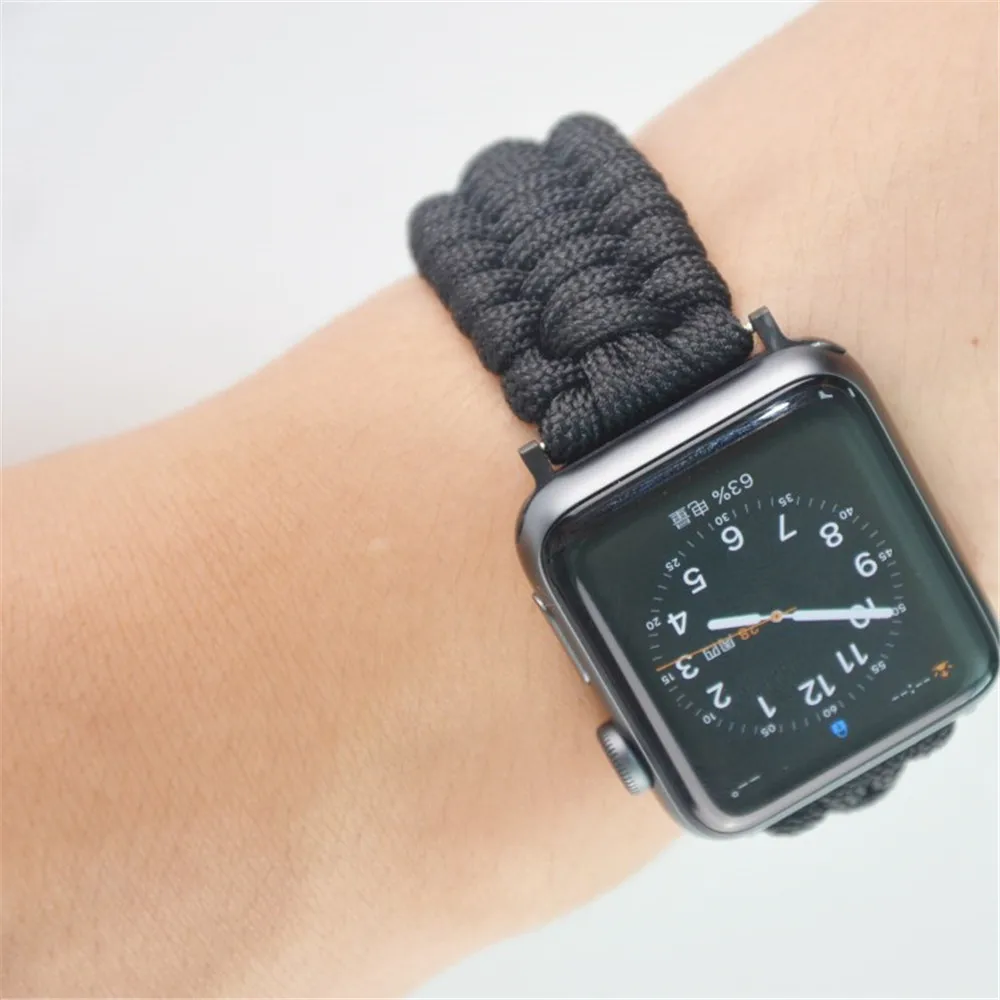 Дизайн в нейлоновой оплетке ремешок для наручных часов Apple Watch, ремешок 42/38/44/40 мм браслет Series 5 4 3 2 1 ремешок Пояс