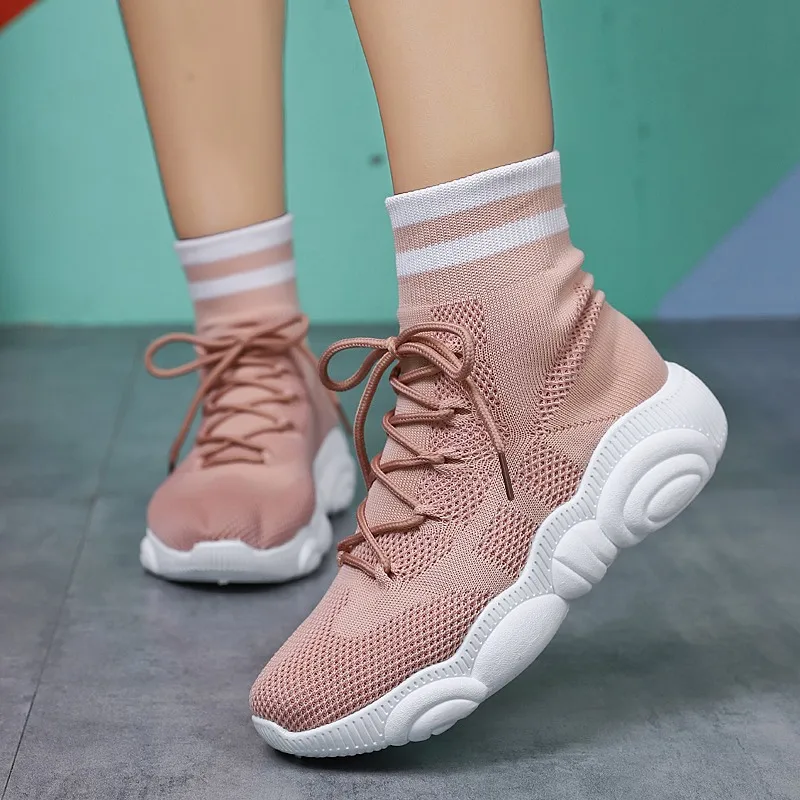 Женские высокие кроссовки носки повседневные дышащие новинка 2019|Женские и кеды| |
