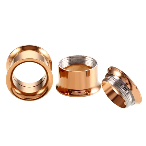 Screw Rose Gold 2 шт/много из нержавеющей стали беруши и тоннели ухо пирсинг Роуз золото пьяный серьга Expander уха датчика ювелирные изделия пирсинг - Окраска металла: Screw Rose Gold