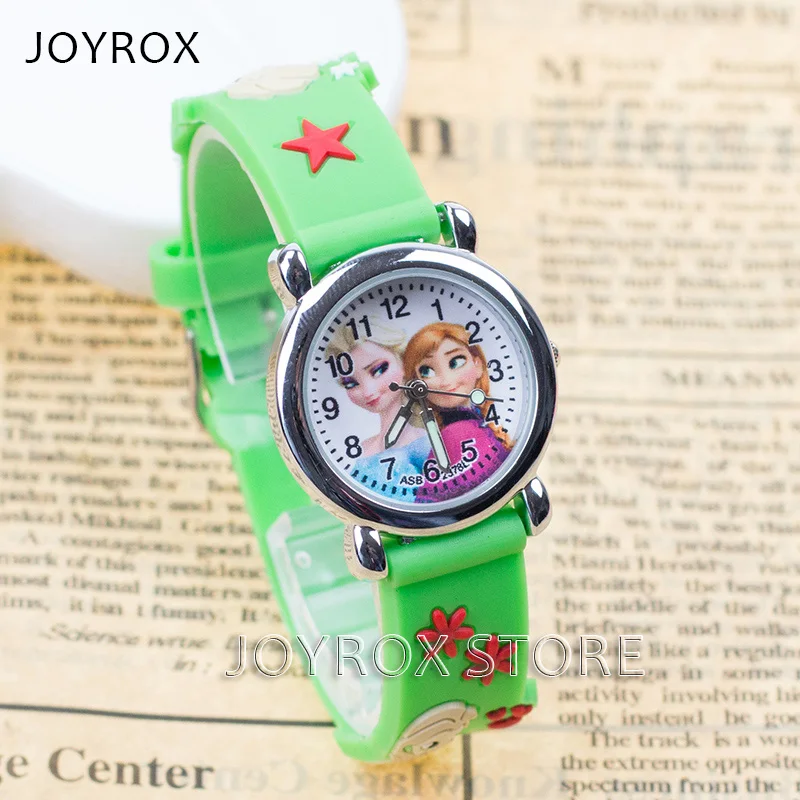 JOYROX Высокое качество принцесса Эльза детские спортивные часы горячий резиновый ремешок девушки кварцевые наручные часы для детей мультфильм часы