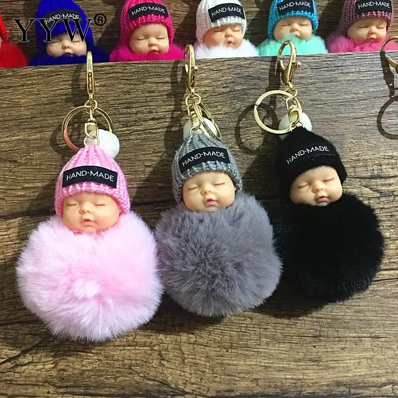 Винтажный шарик из искусственного кроличьего меха брелок для сна с помпоном