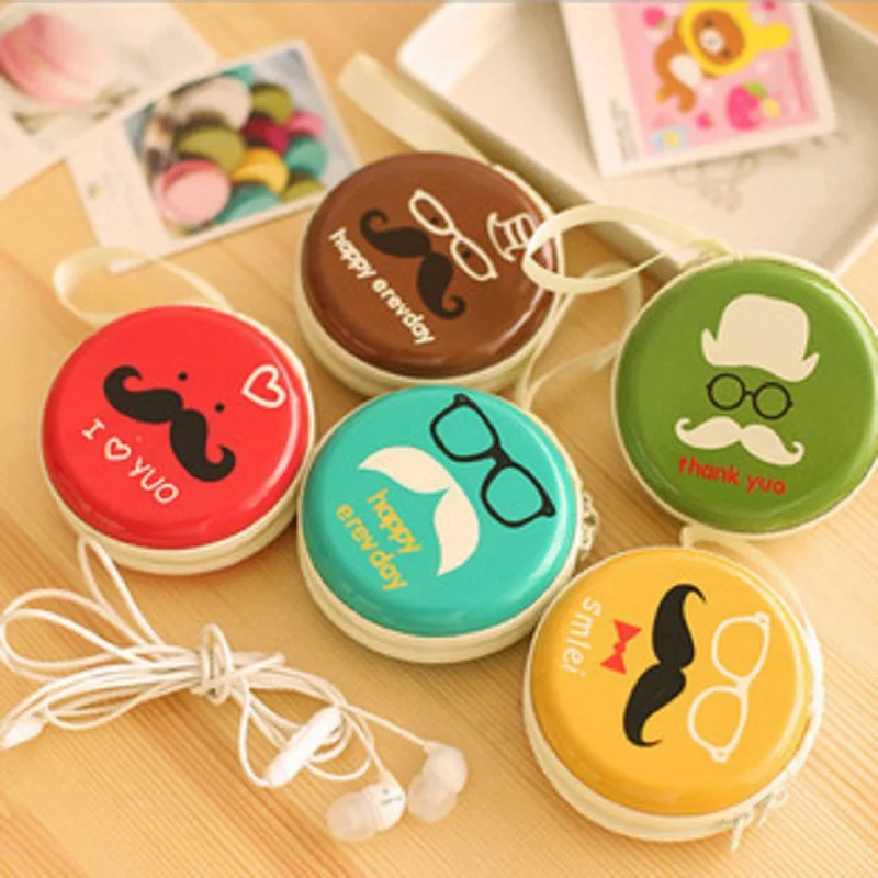 (5 шт./лот) креативный женский кошелек круглой формы из льна и олова с мультяшным