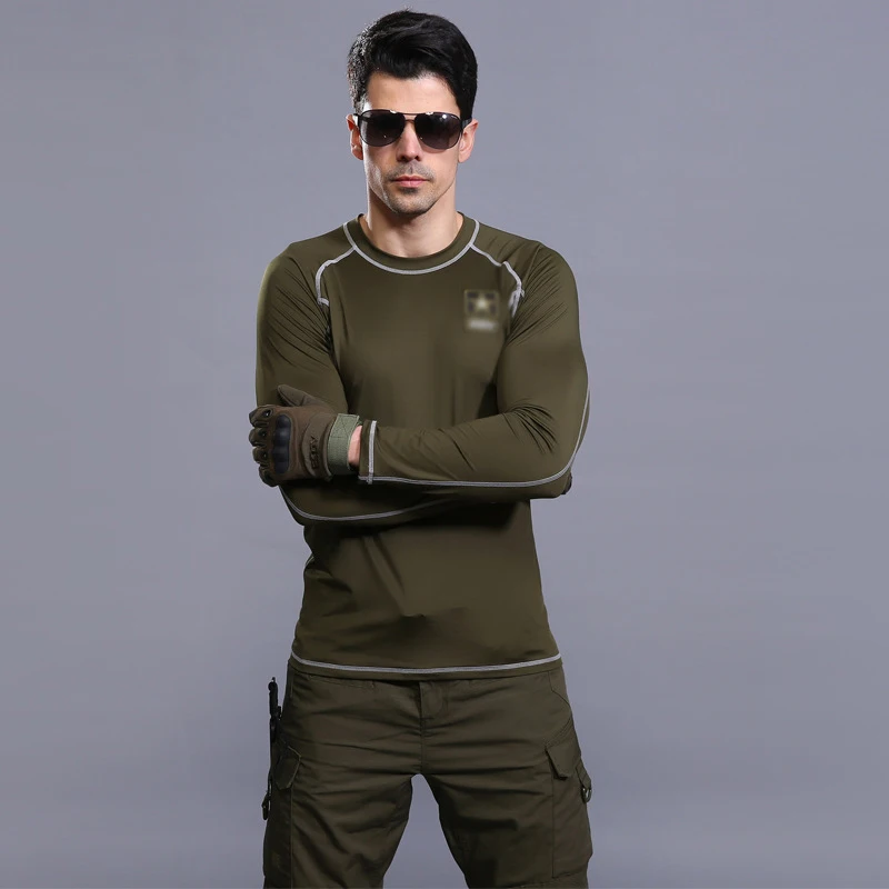 2019New Военная Тактическая тренировочная быстросохнущая футболка с длинными рукавами Фитнес Спортивная одежда для гимнастики тонкие тянущиеся для фитнеса одежда