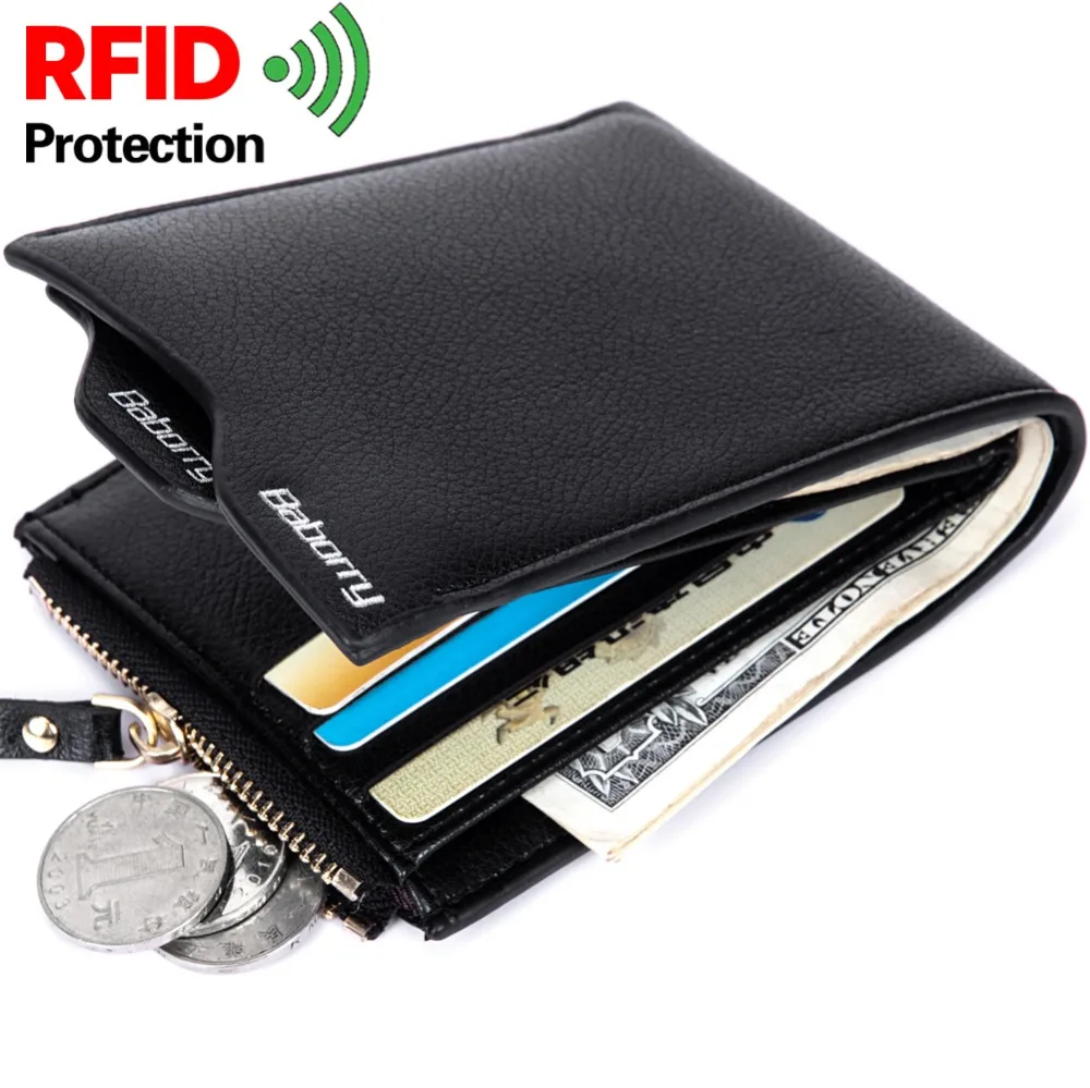 Кошелек мужской на молнии с защитой от кражи и RFID защитой|Мужские кошельки| |