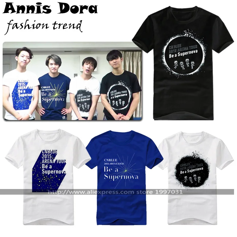 KPOP CNBLUE 2015 Футболка в японском стиле с коротким рукавом для турнира Арена турне